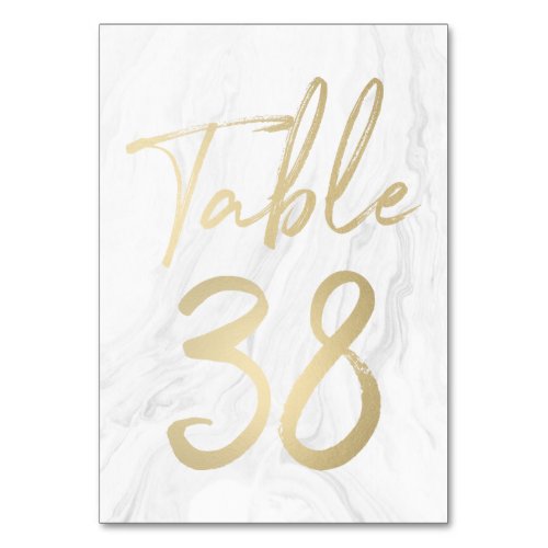 Marble and Gold Script  Table Number Card 38