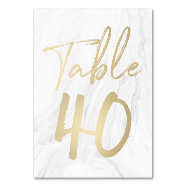 Marble and Gold Script | Table Number Card 40 (Front)