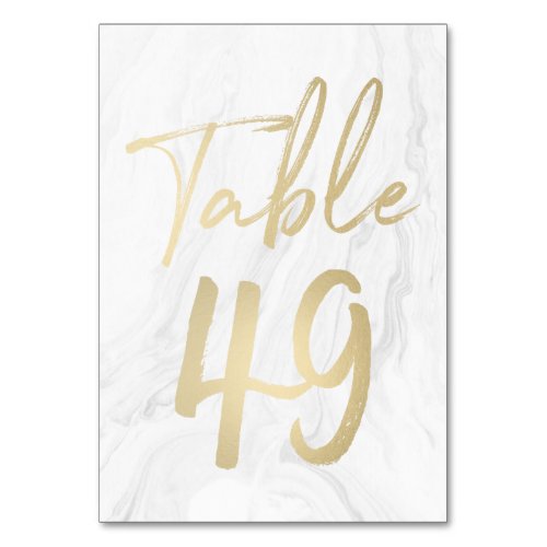 Marble and Gold Script  Table Number Card 49