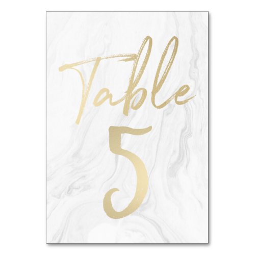 Marble and Gold Script  Table Number Card 5