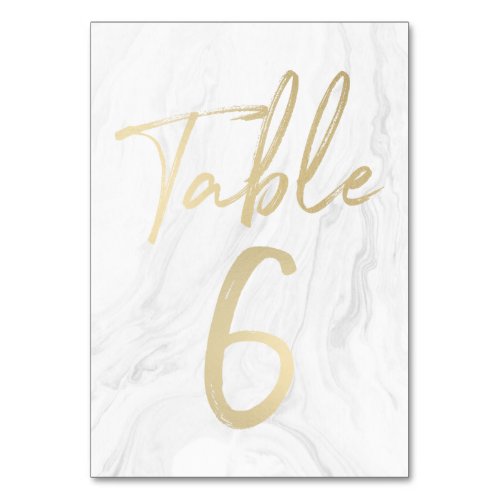 Marble and Gold Script  Table Number Card 6