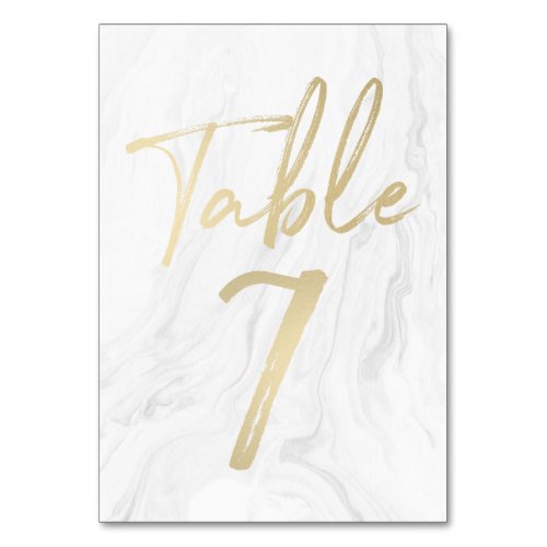 Marble and Gold Script  Table Number Card 7