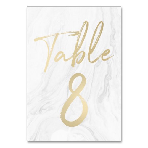 Marble and Gold Script  Table Number Card 8