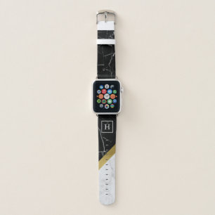 Marble and Gold Texture Monogrammed Apple Watch Band