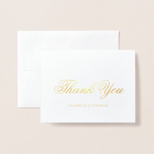 Marble and Gold Wedding Photo Thank You Foil Card