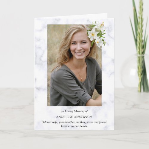 Marble and lilly bouquet Memorial Folded Card