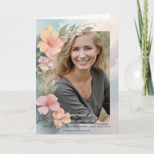 Marble and lilly bouquet Memorial Folded Card