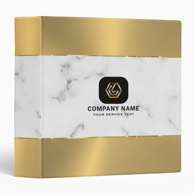 Marble and metallic gold texture custom logo  3 ring binder (Front/Spine)