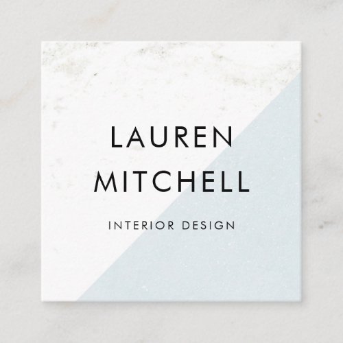 Marble and Pastel Blue Geometric  Social Media Square Business Card