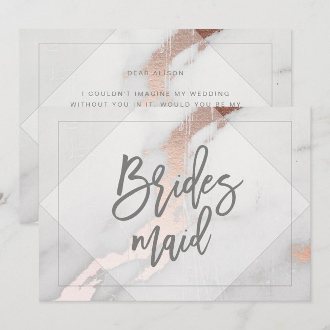 MARBLE AND ROSE GOLD BRIDESMAID INVITATION (Front/Back)