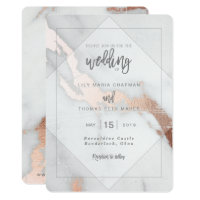 MARBLE AND ROSE GOLD EFFECT WEDDING INVITATION