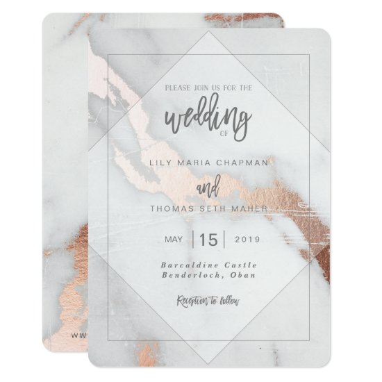 MARBLE AND ROSE GOLD EFFECT WEDDING INVITATION