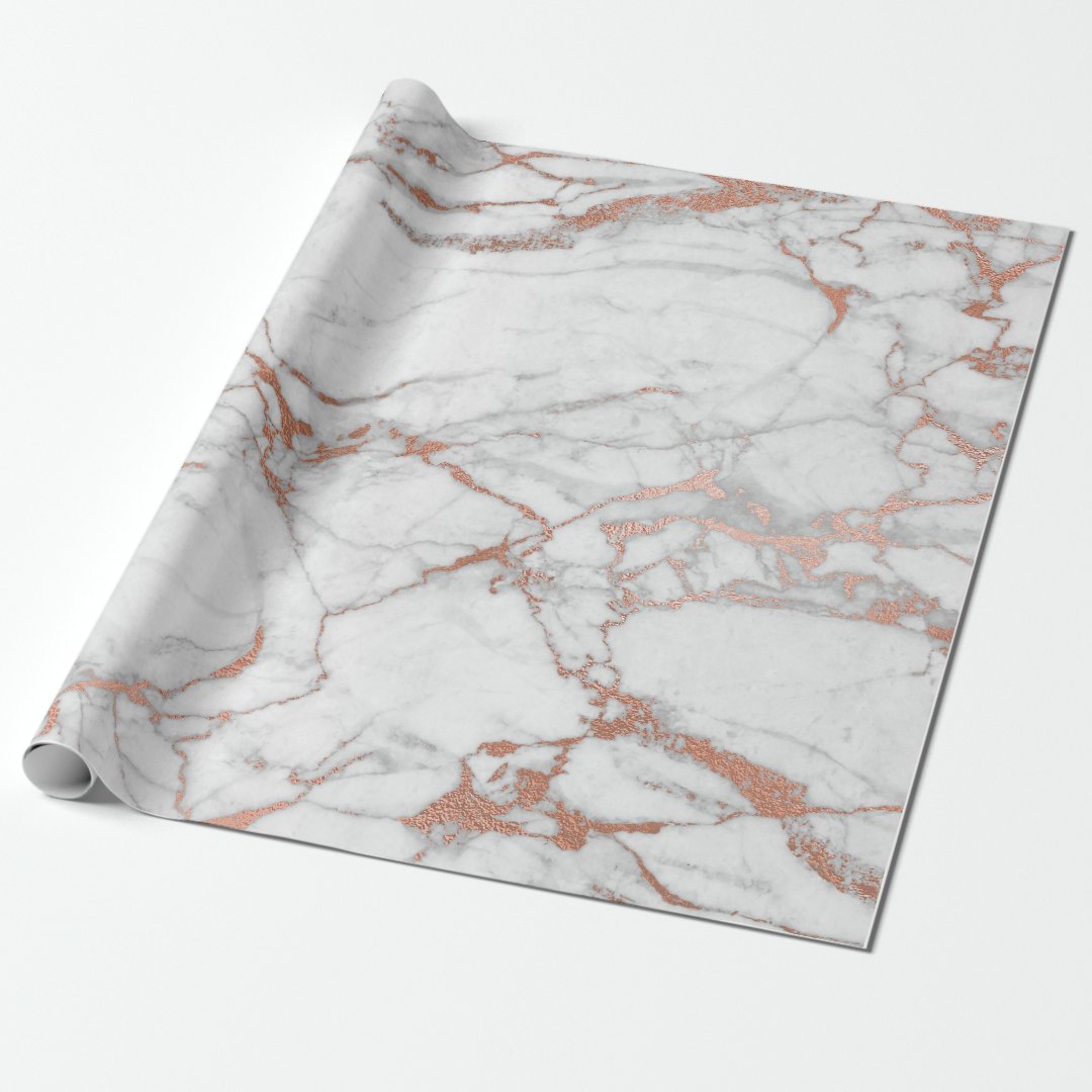 Marble and Rose Gold Gift Wrapping Paper Zazzle