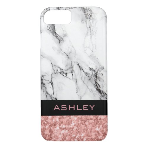 Marble And Rose Gold Glitter iPhone 87 Case