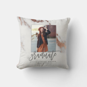 MARBLE AND ROSE GOLD GRADUATION THROW PILLOW