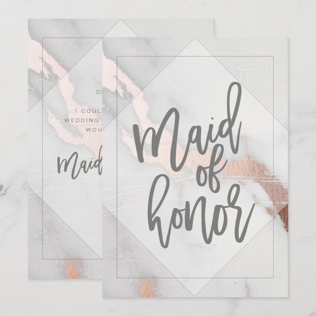 MARBLE AND ROSE GOLD MAID OF HONOR INVITATION (Front/Back)