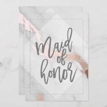 Marble And Rose Gold Maid Of Honor Invitation by Stacy_Cooke_Art at Zazzle