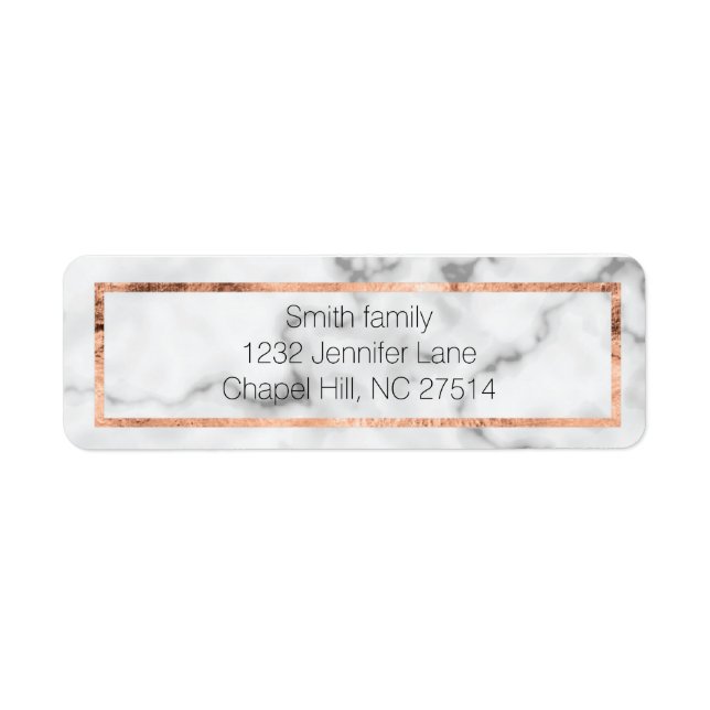 Marble and rose gold return address label (Front)