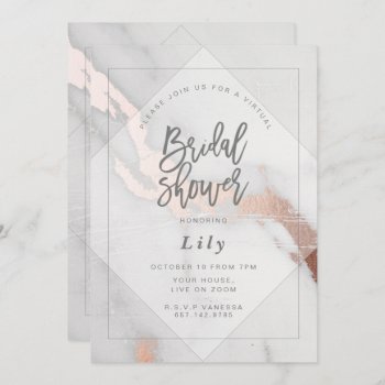 Marble And Rose Gold Virtual Bridal Shower Invitation by Stacy_Cooke_Art at Zazzle