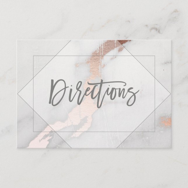 MARBLE AND ROSE GOLD WEDDING DIRECTION CARD (Front)