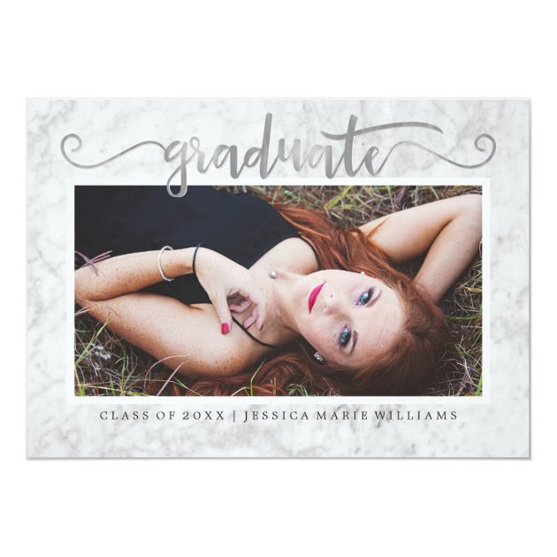Marble and Silver Graduation Invitations
