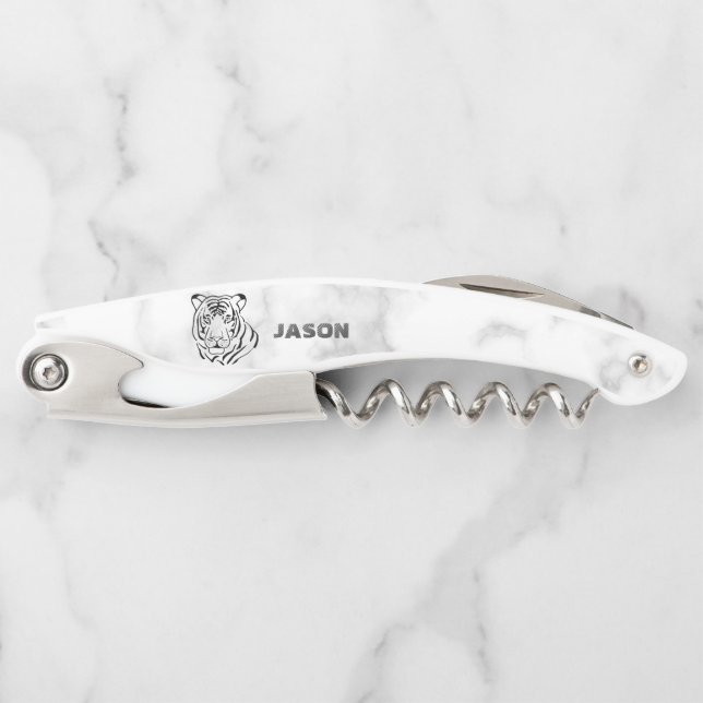 Marble And Tiger Head Waiter's Corkscrew (Front)