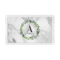 Marble and watercolor wreath initial