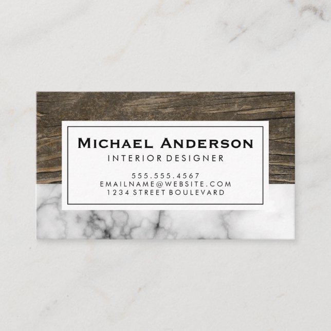 Marble and Wood Business Card (Front)