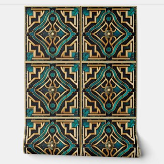 Marble Art Deco Greek Green Gold Mandala Luxury