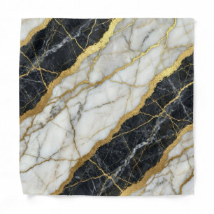 Marble B&W + Gold Luxury Pocket Square Bandana