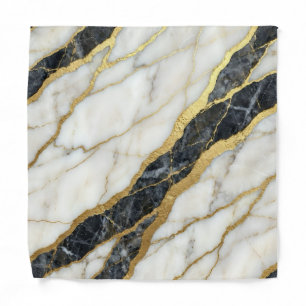 Marble B&W + Gold Luxury Pocket Square Bandana