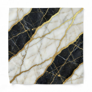 Marble B&W + Gold Luxury Pocket Square Bandana