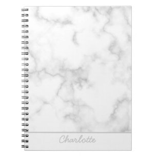Marble background gray on white personalized name notebook