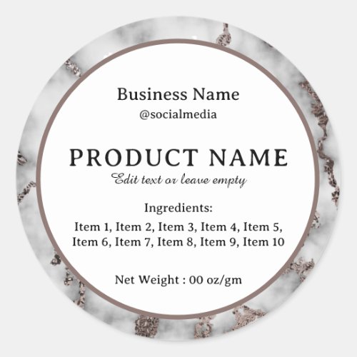Marble Background Modern Ingredients Product Label