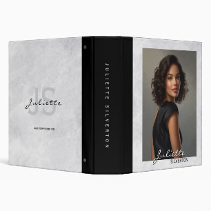 Marble Background Monogram Modeling Portfolio 3 Ring Binder