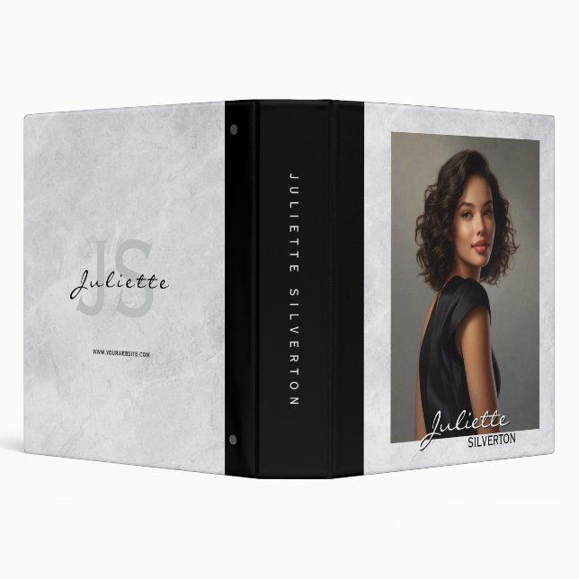 Marble Background Monogram Modeling Portfolio 3 Ring Binder (Background)