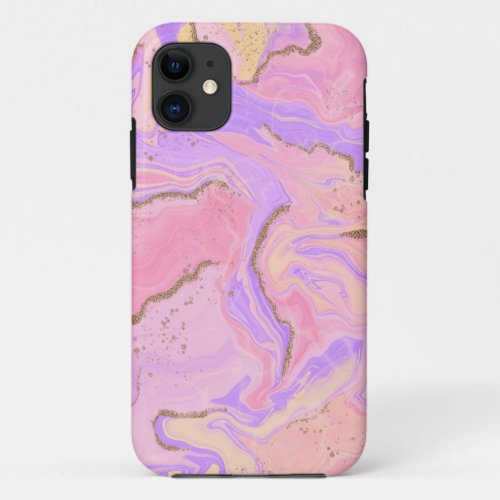 Marble background _ pink  purple  iPhone 11 case