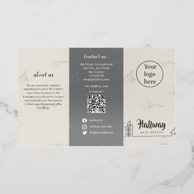 Marble Background Property Business Brochure (Outside)
