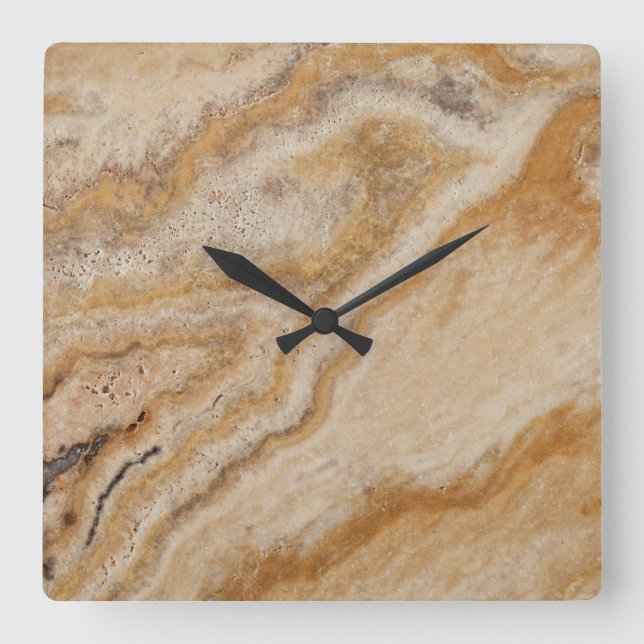 Marble Background Stone Template Tan Natural Square Wall Clock (Front)