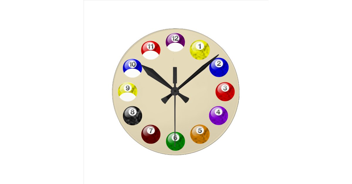 Marble Ball Tan Felt Pool Clock