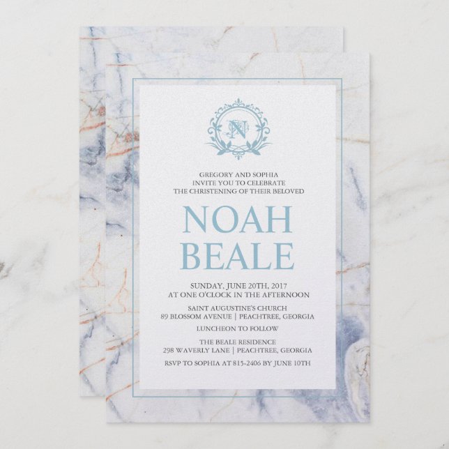 Marble Baptism Invitation (Front/Back)