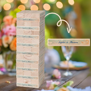 Marble Beach Shore Seaside Aqua Sandy Wedding Topple Tower