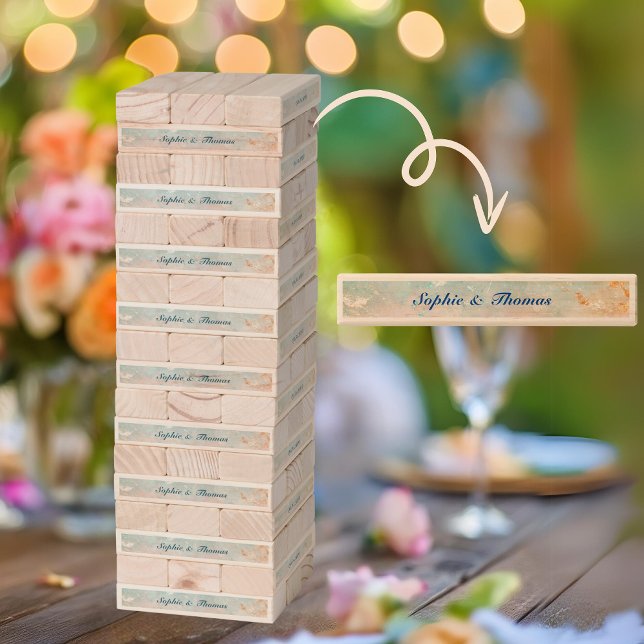 Marble Beach Shore Seaside Aqua Sandy Wedding Topple Tower (Creator Uploaded)