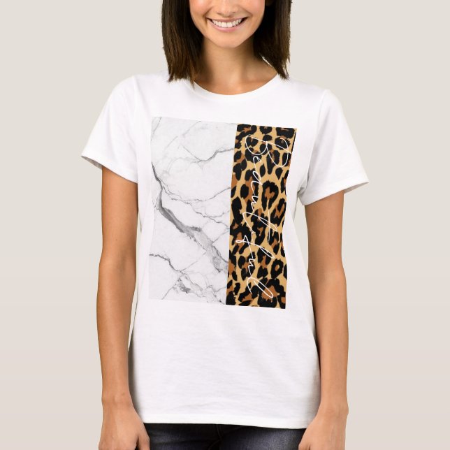 Marble Beautiful Leopard Print T-Shirt (Front)