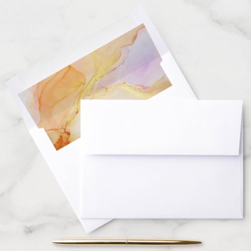 Marble Beige Purple Gold Alcohol Ink Abstract  Envelope Liner