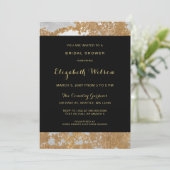 Marble Black and Gold Bridal Shower Invitation (Standing Front)