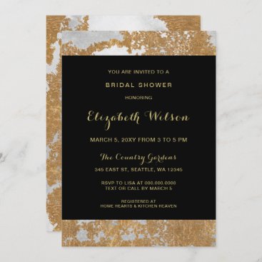 Marble Black and Gold Bridal Shower Invitation