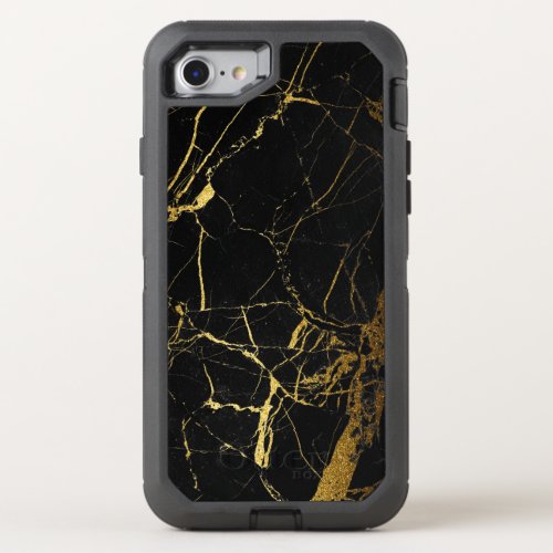 MarbleBlack and Gold OtterBox Defender iPhone SE87 Case