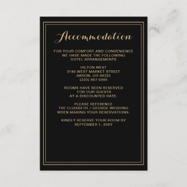 Marble Black and Gold Wedding details card