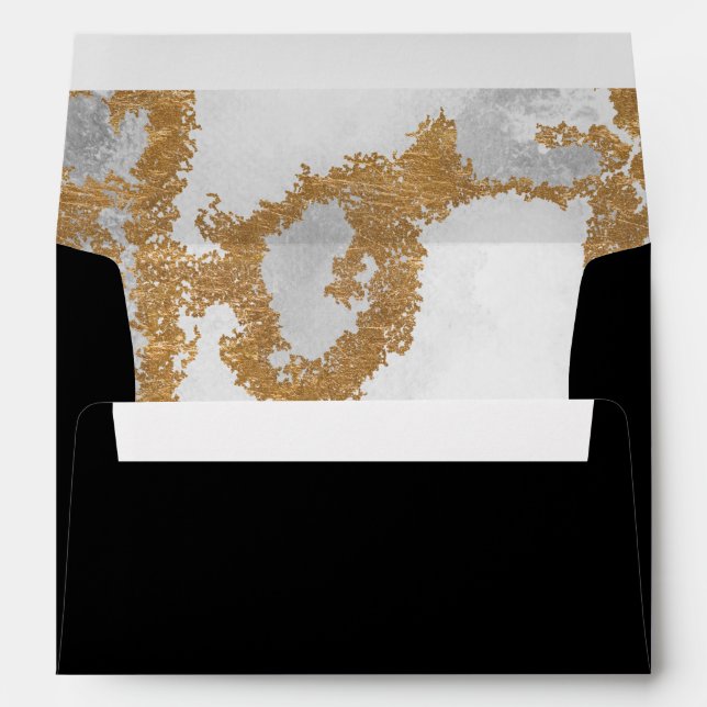 Marble Black and Gold Wedding Envelope (Back (Bottom))